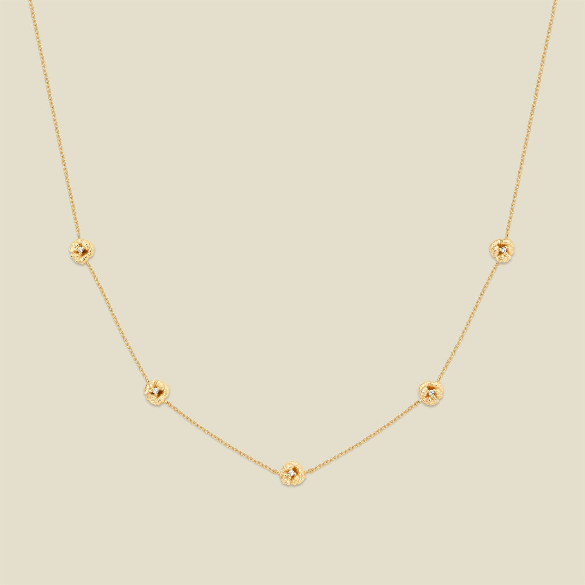 February CZ Birth Flower Station Necklace