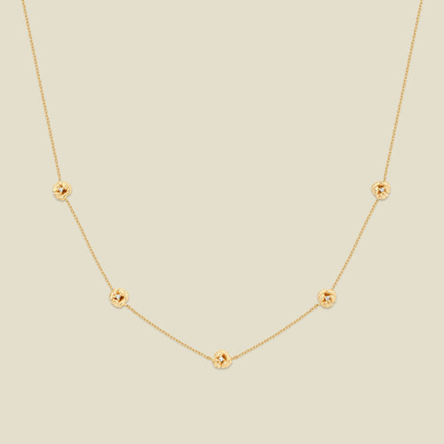 February CZ Birth Flower Station Necklace