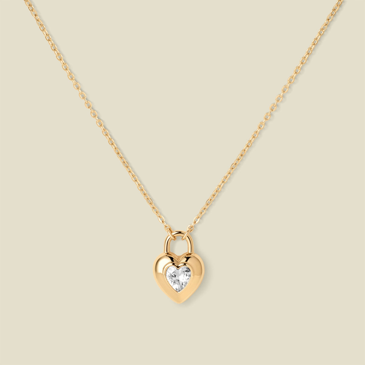 CZ Padlock Heart Necklace | Final Sale
