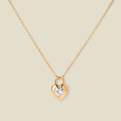 CZ Padlock Heart Necklace | Final Sale