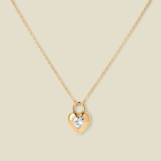 CZ Padlock Heart Necklace | Final Sale