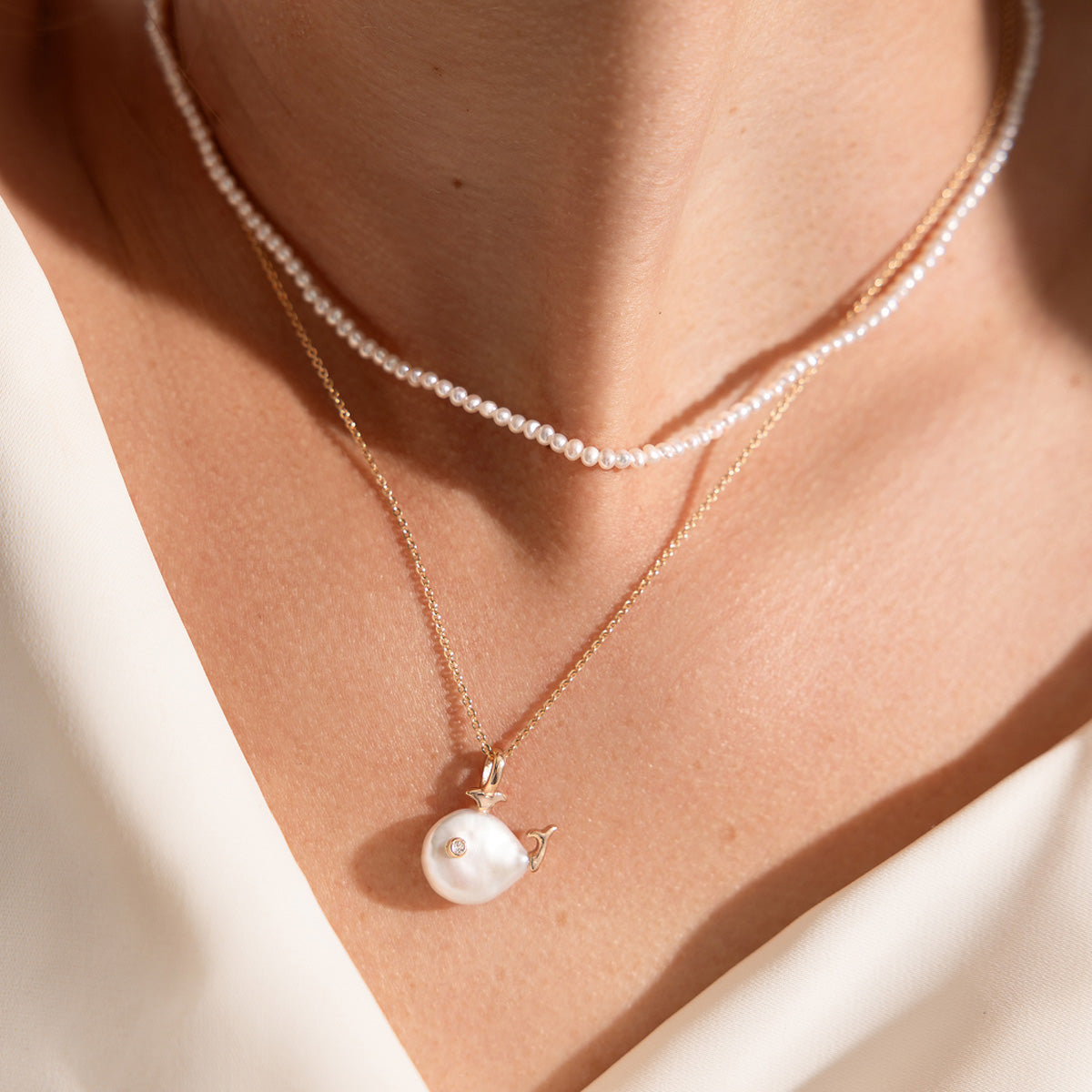 Pearl Whale Charm