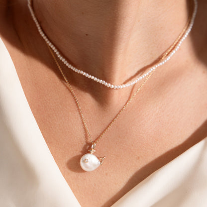Pearl Whale Charm