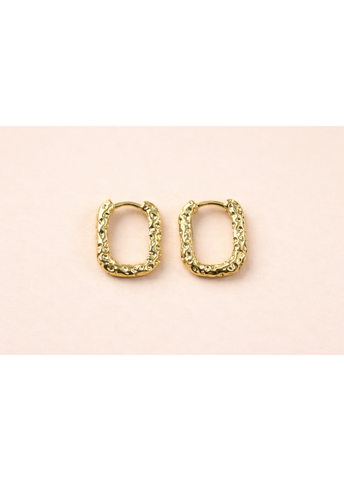 Tess Gold Textured Square Hoop Earrings