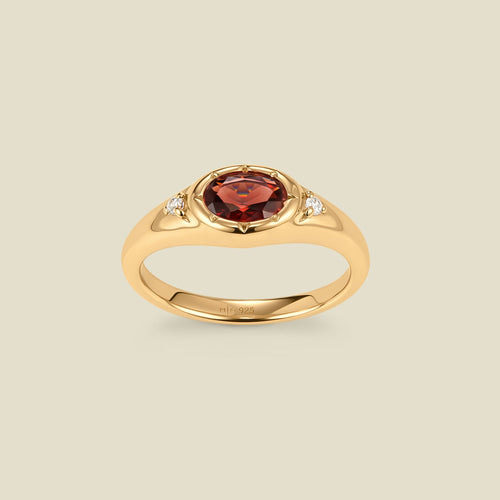 January Oval Birthstone Signet Ring