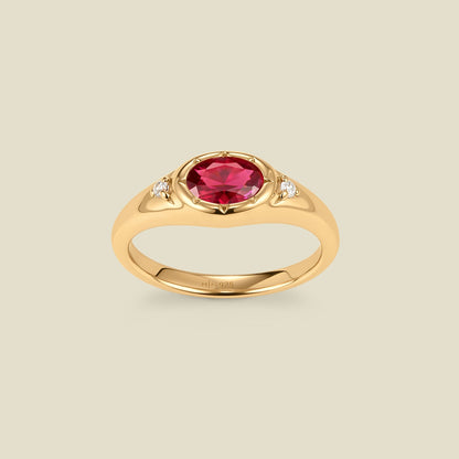 July Oval Birthstone Signet Ring