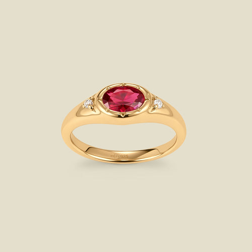 July Oval Birthstone Signet Ring