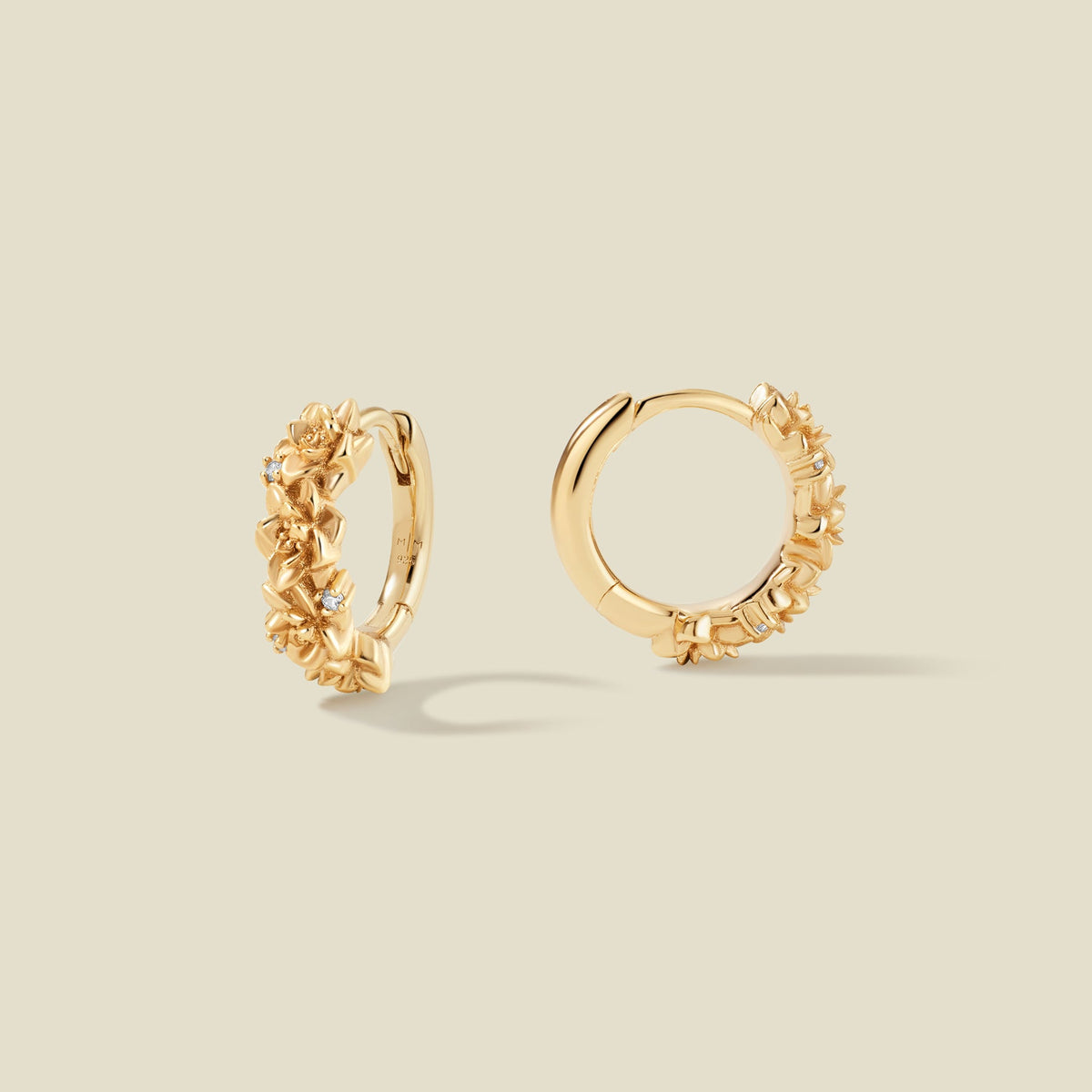 July CZ Birth Flower Huggie Hoop Earrings