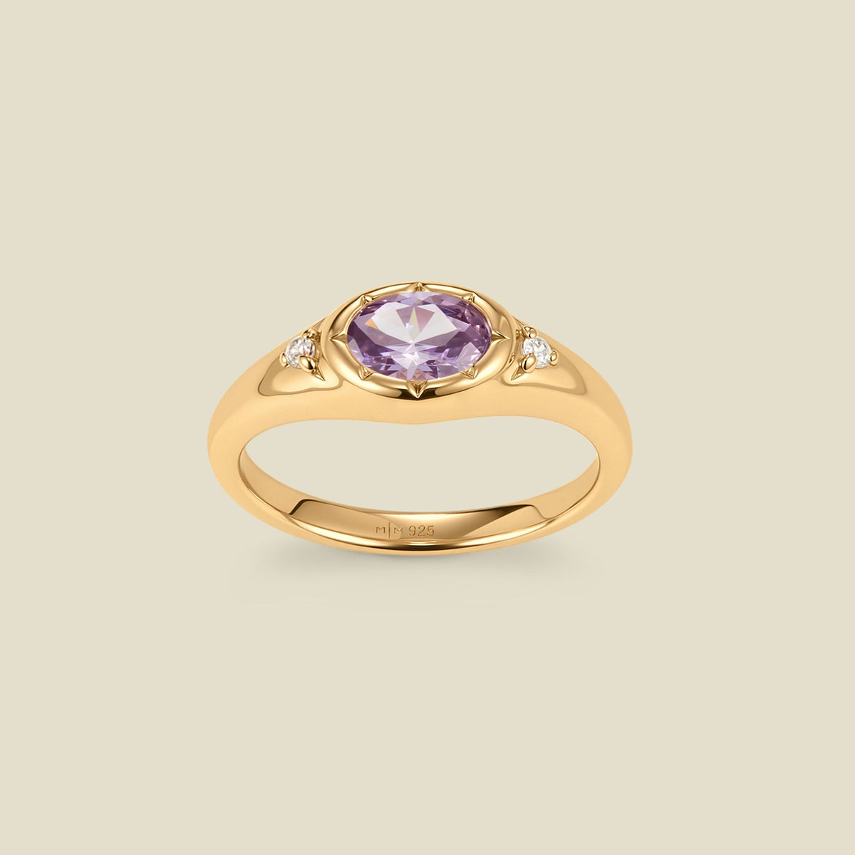 June Oval Birthstone Signet Ring