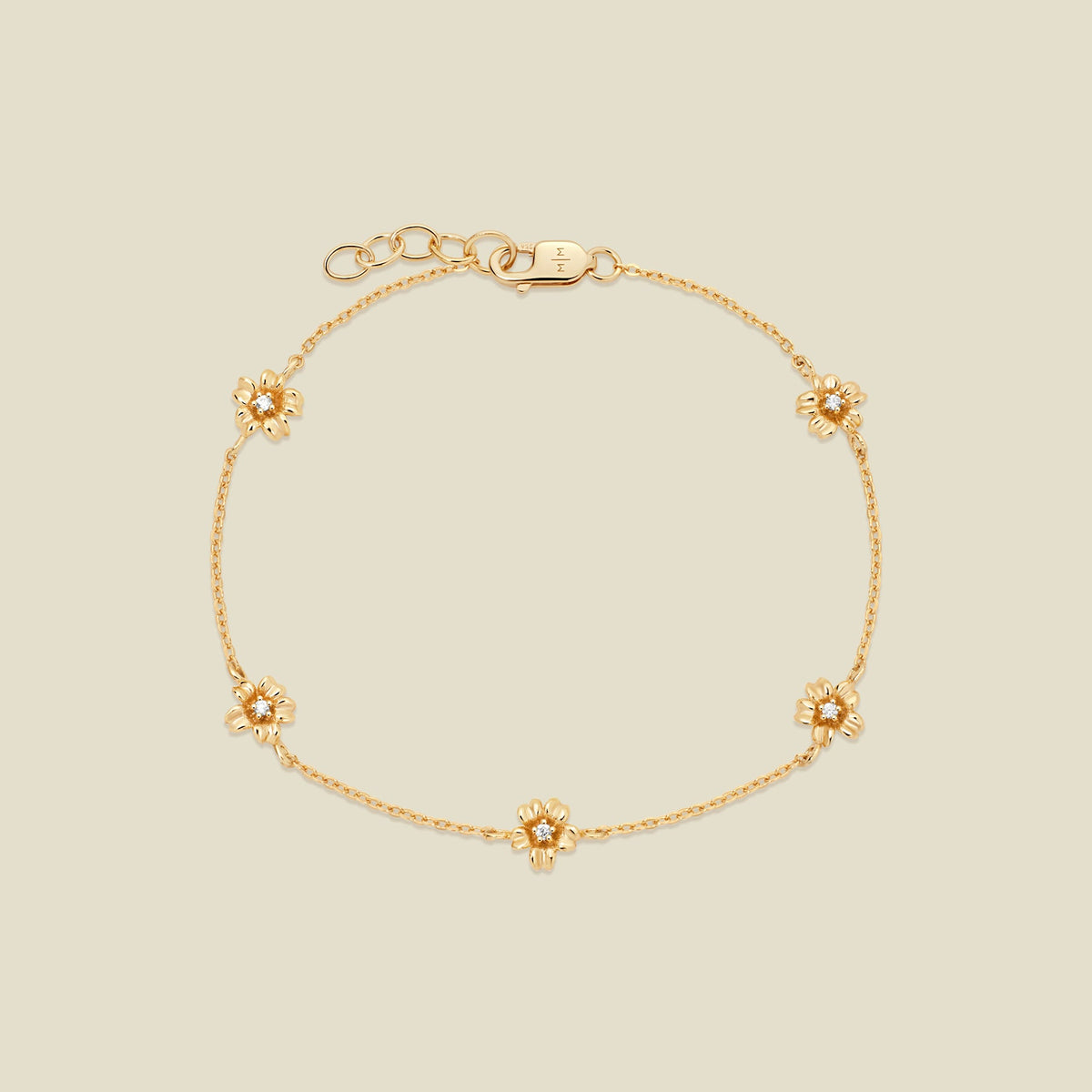 March CZ Birth Flower Station Bracelet