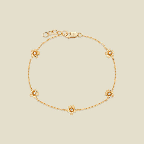 March CZ Birth Flower Station Bracelet