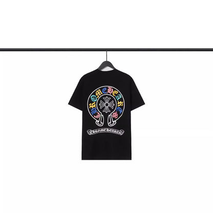 Chrome Heart T Shirts Croix Cross Color Leather Printed Short Sleeve T-Shirt