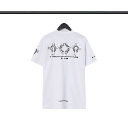 Chrome Heart T Shirts Chrome Hearts Cross Sanskrit Print Short Sleeve Crew Neck T-Shirt