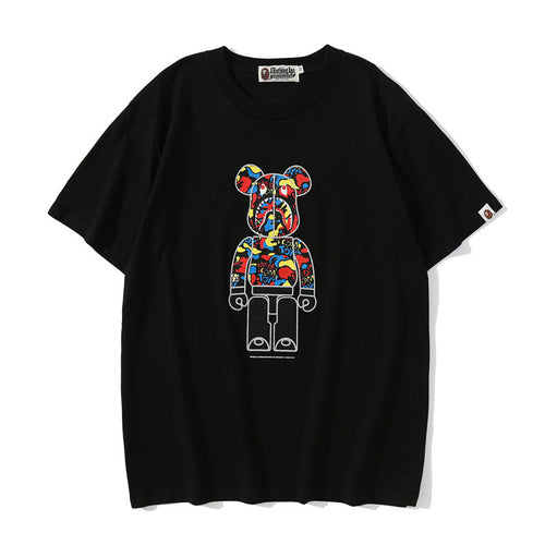 Bape Bearbrick T-Shirt Spring And Summer Leisure Loose Classic Cartoon Print