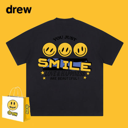 Drew T-shirts Short Sleeve T-shirt Alphabet Graffiti Print