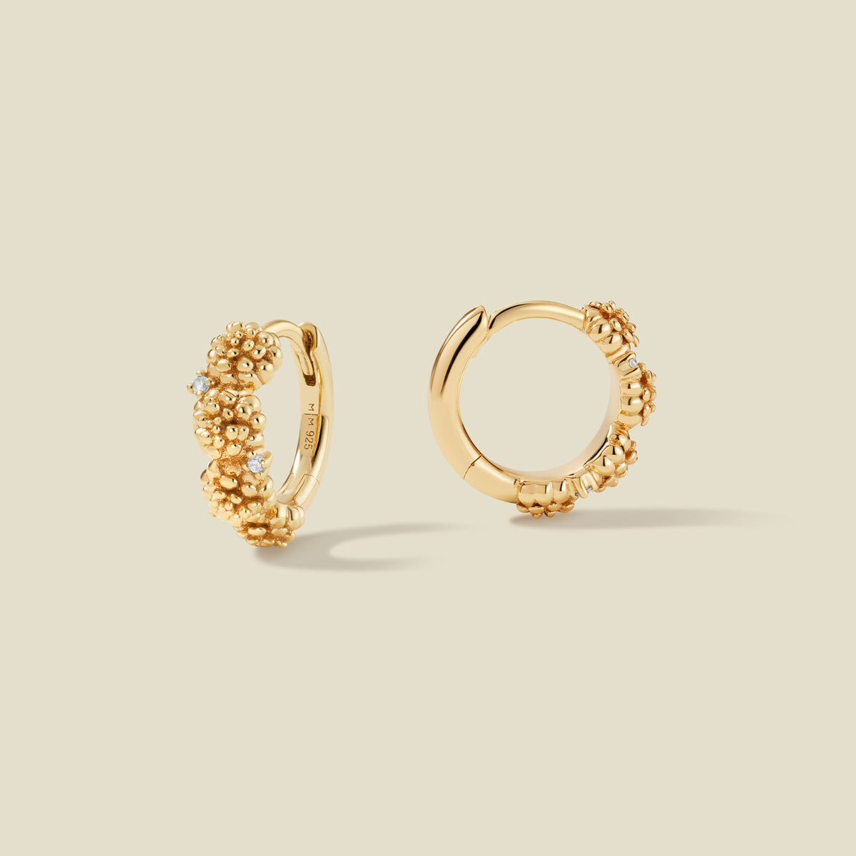 October CZ Birth Flower Huggie Hoop Earrings