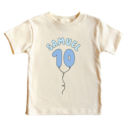 Personalized Blue Birthday Graphic Bodysuit & Kids Tee | Natural