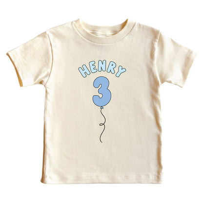 Personalized Blue Birthday Graphic Bodysuit & Kids Tee | Natural