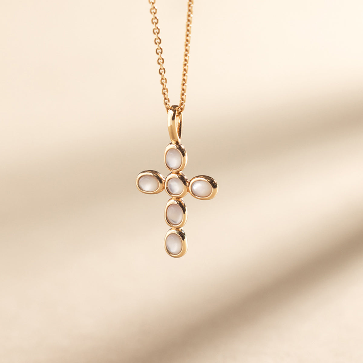 Mother of Pearl Cross Charm Necklace