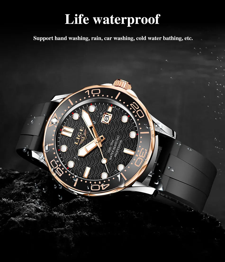 2026 LIGE New Business Mens Watches Top Brand Luxury Dive Watch For Men Waterproof Date Clock Sport Watch Relogio Masculino+Box