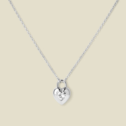 CZ Padlock Heart Necklace | Final Sale