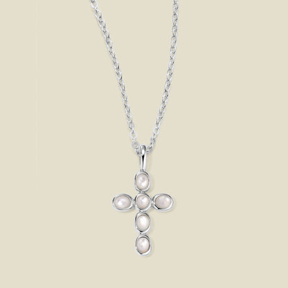 Mother of Pearl Cross Charm Necklace
