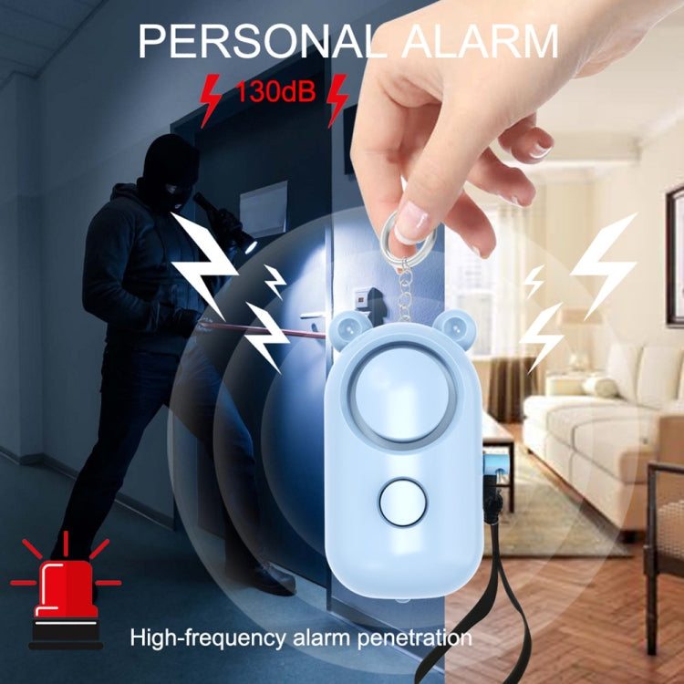 130dB LED Personal Alarm Pull Ring Outdoor Self-defense Products, Specification: Bear Style (Green)