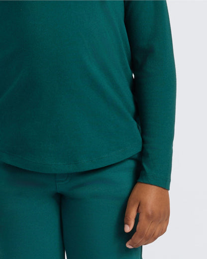 Boys' Deep Emerald Classic Long Sleeve Crew Neck