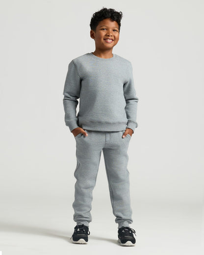 Boys' Medium Heather Gray Fleece Crew Neck