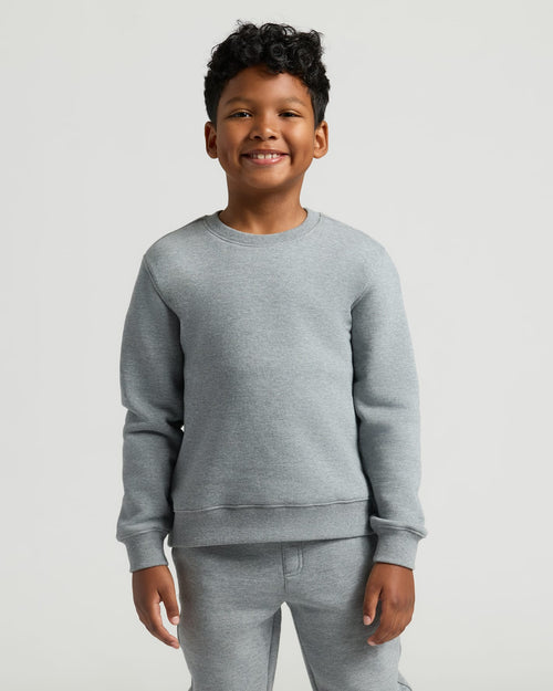 Boys' Medium Heather Gray Fleece Crew Neck