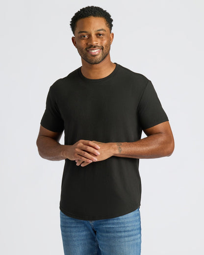 Black Curved Hem Classic Crew Neck 3-Pack