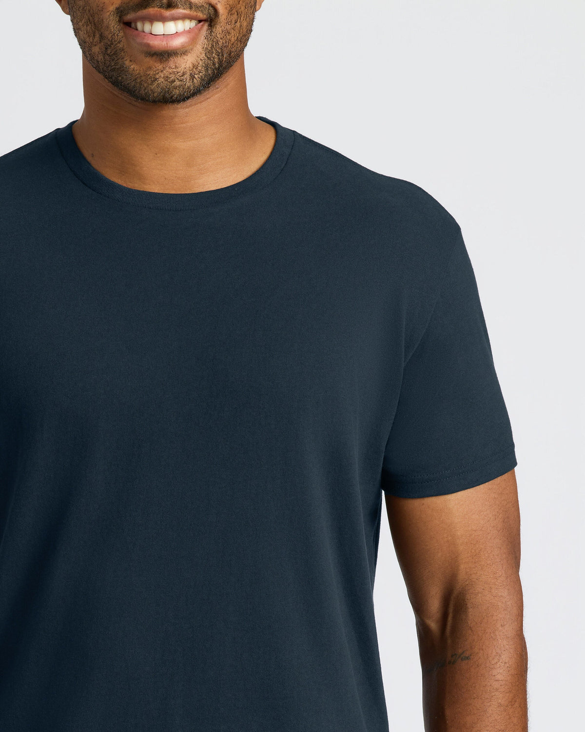 Navy Curved Hem Classic Crew Neck