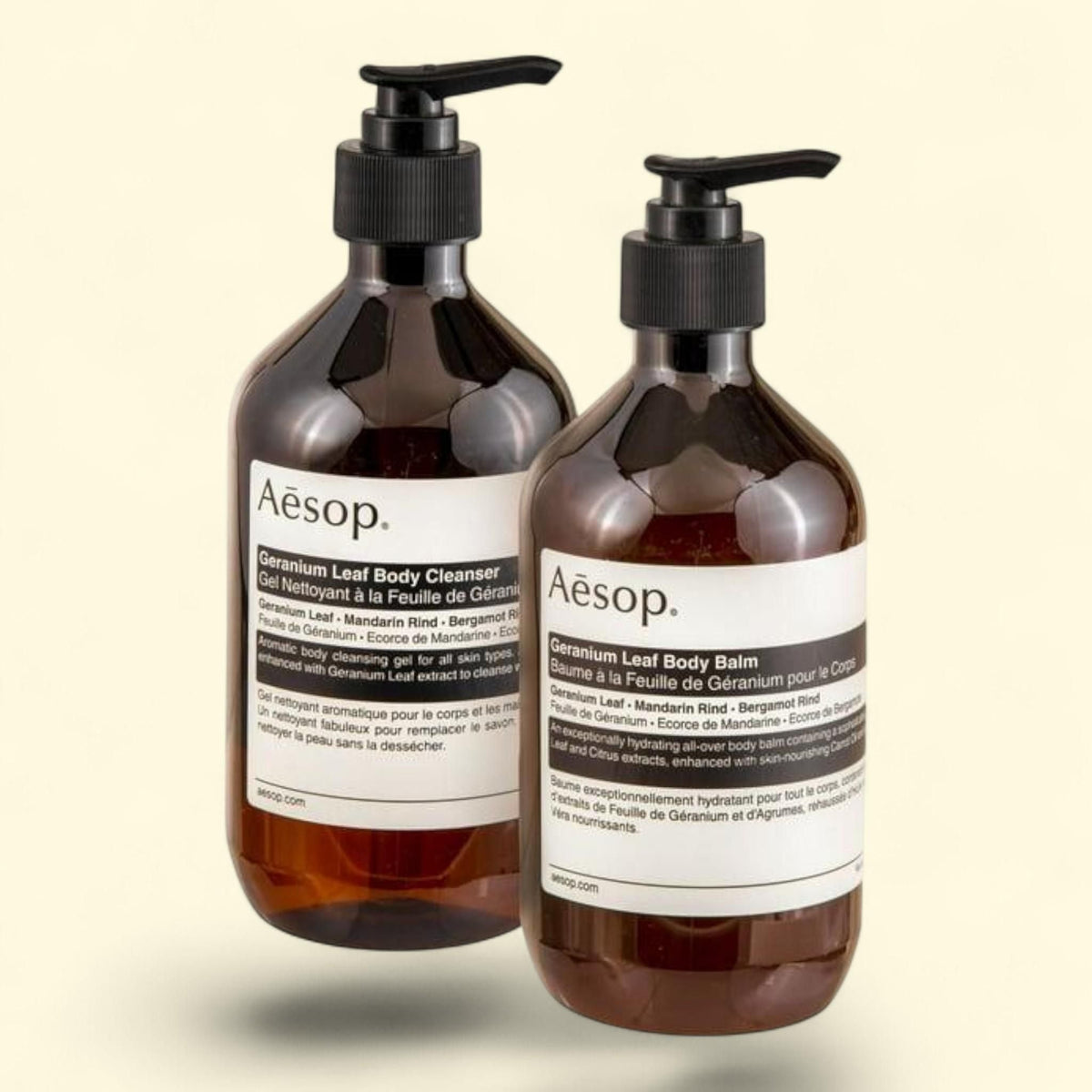 Aesop Geranium Leaf Duet, Body Cleanser & Body Balm, Kit