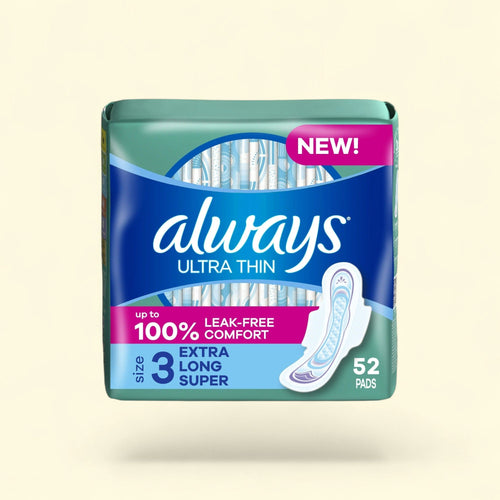 Always Ultra Thin Pads, Size 3, Extra Long Super Absorbency, 52 CT