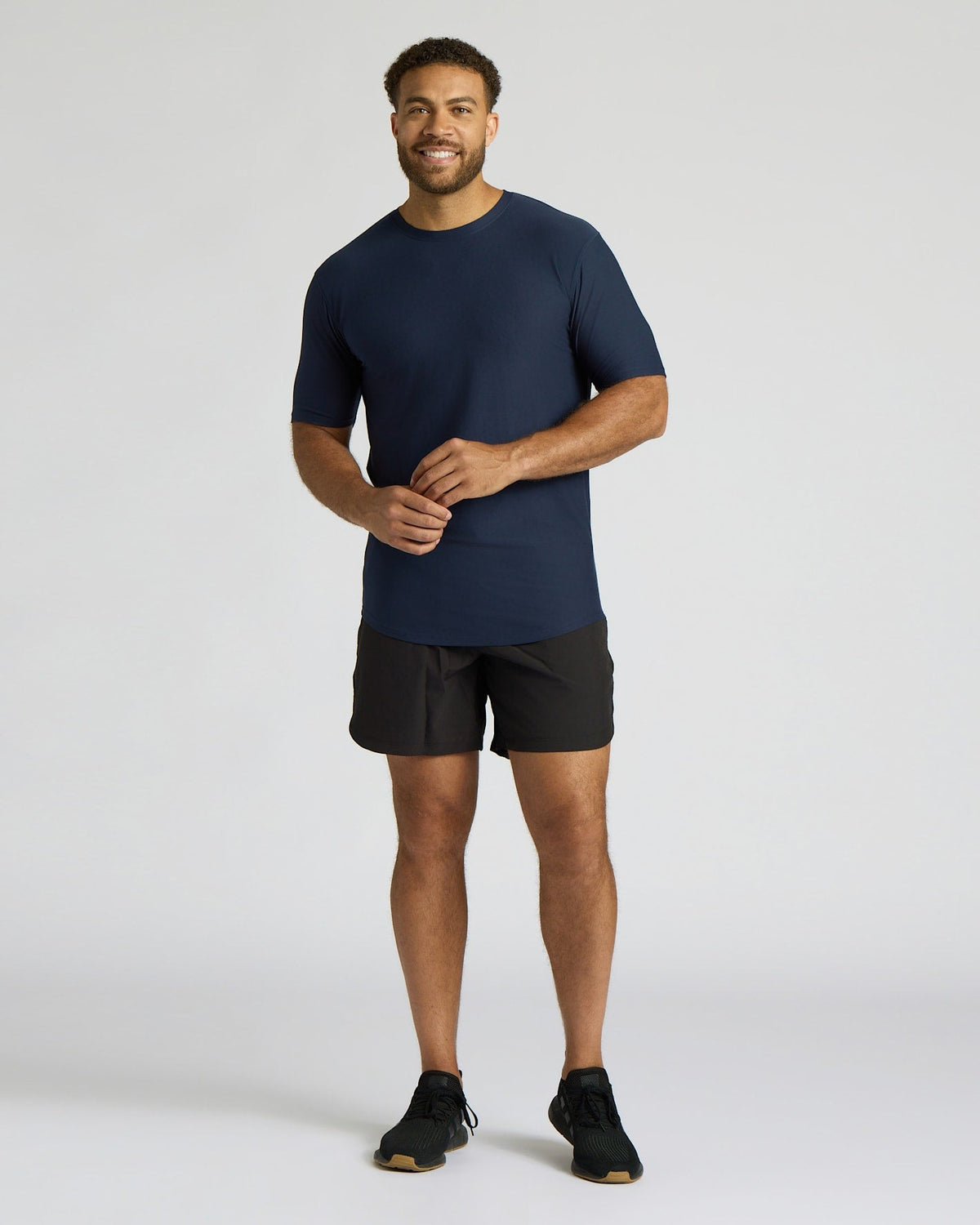 Navy Tall Active Curved Hem Crew