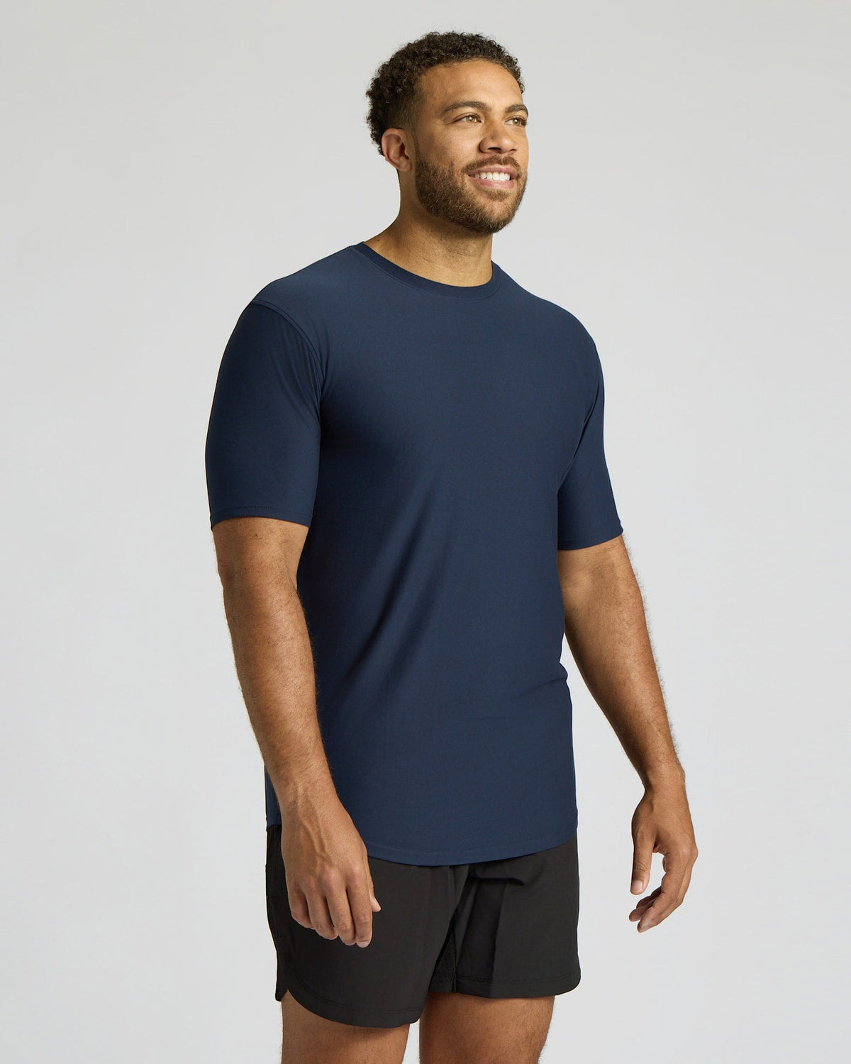 Navy Tall Active Curved Hem Crew