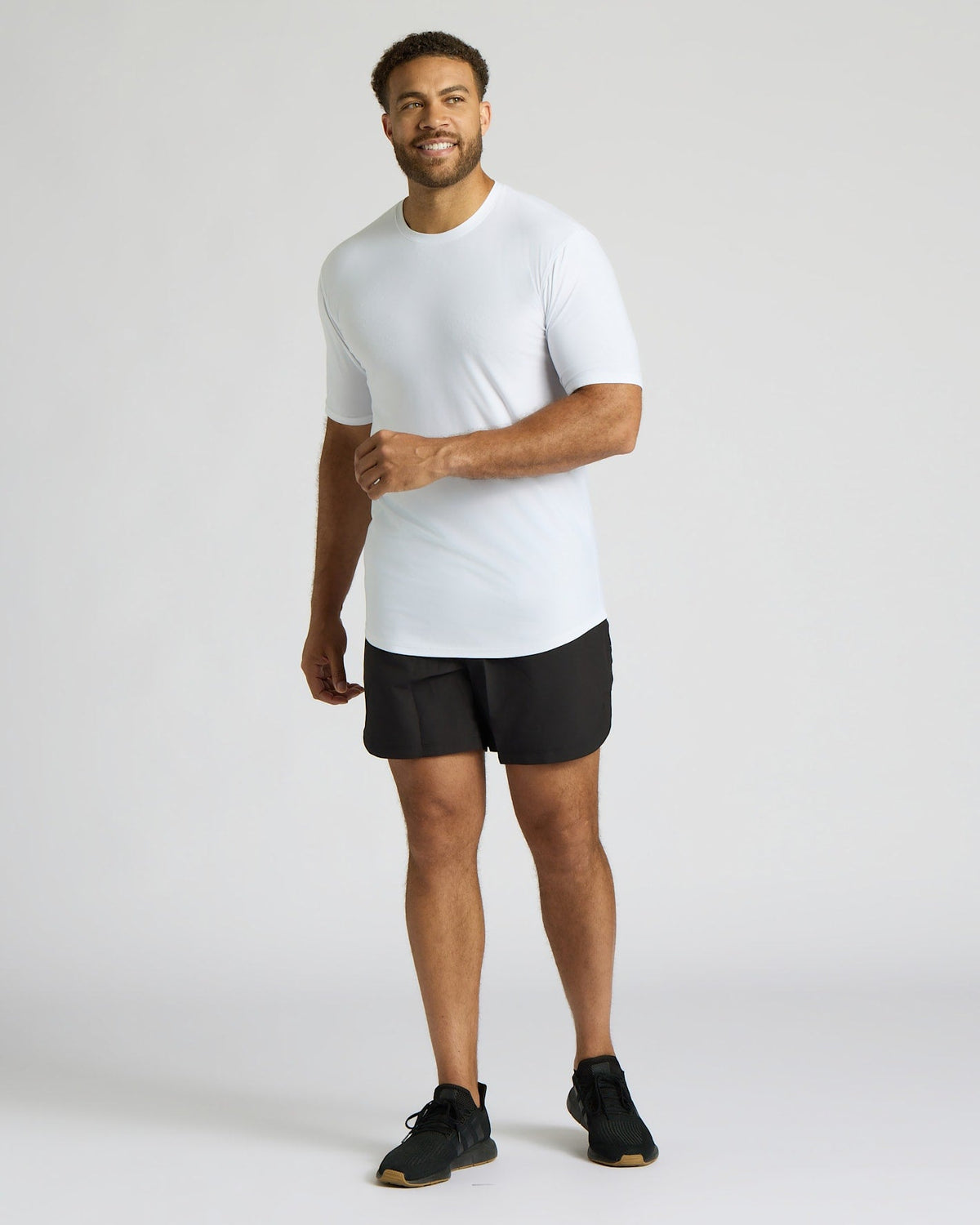 White Tall Active Curved Hem Crew