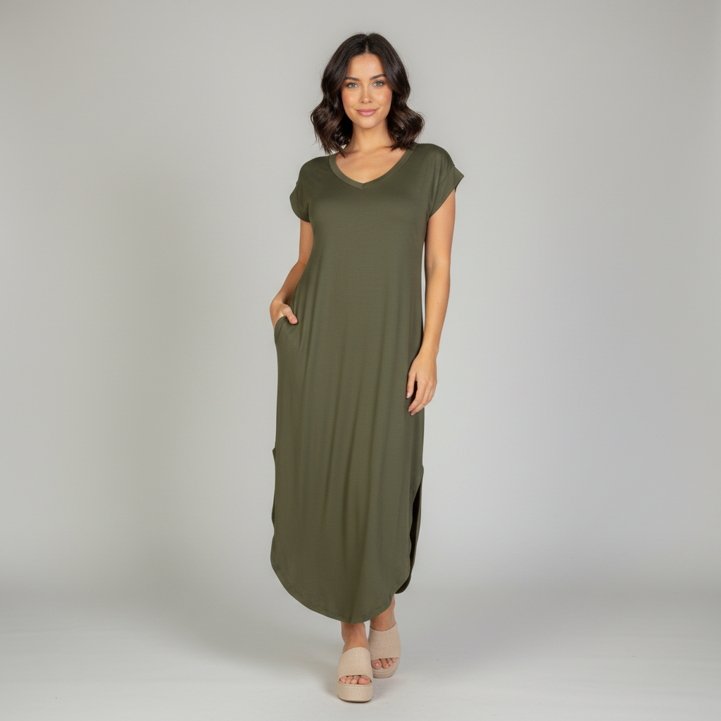 Batwing Pocket Maxi Dress
