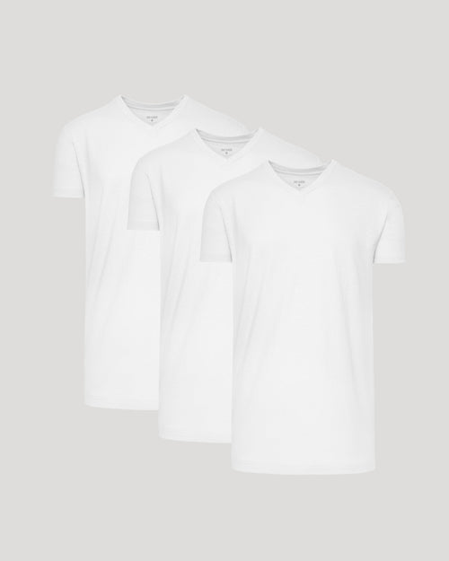 White Short Sleeve Tall Classic V-Neck 3-Pack