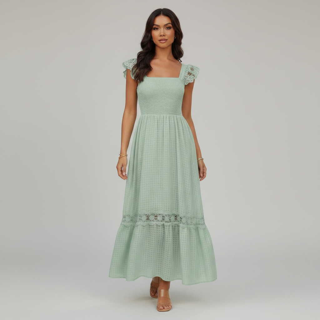 Lace Patchwork Sleeveless Dress