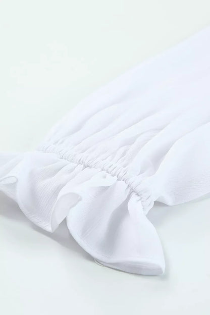 Elegant Tie-Front Ruffle Mini Dress with Smocked Wiast