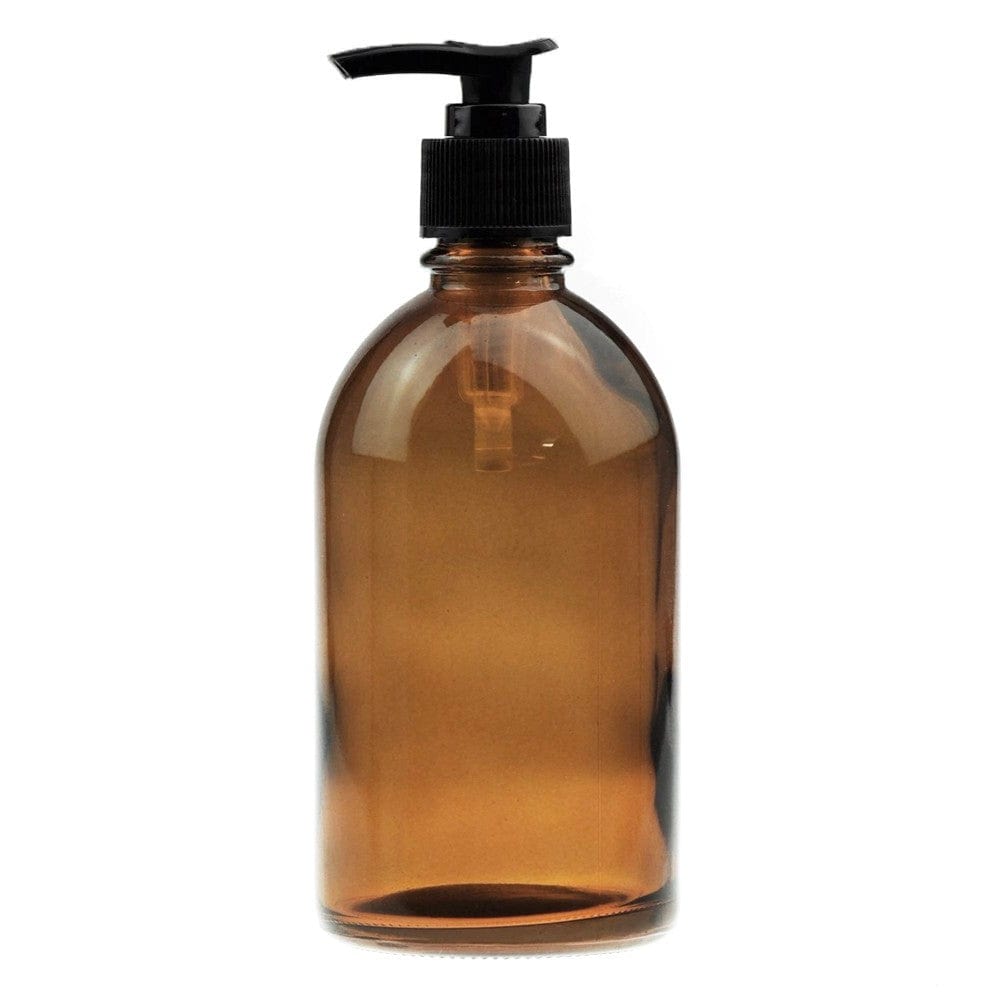 Amber Glass Bottle with Black Lotion Pump - 250ml