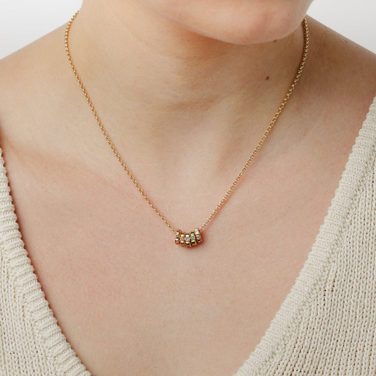 Birthstone Spacer Charm Stacker Necklace