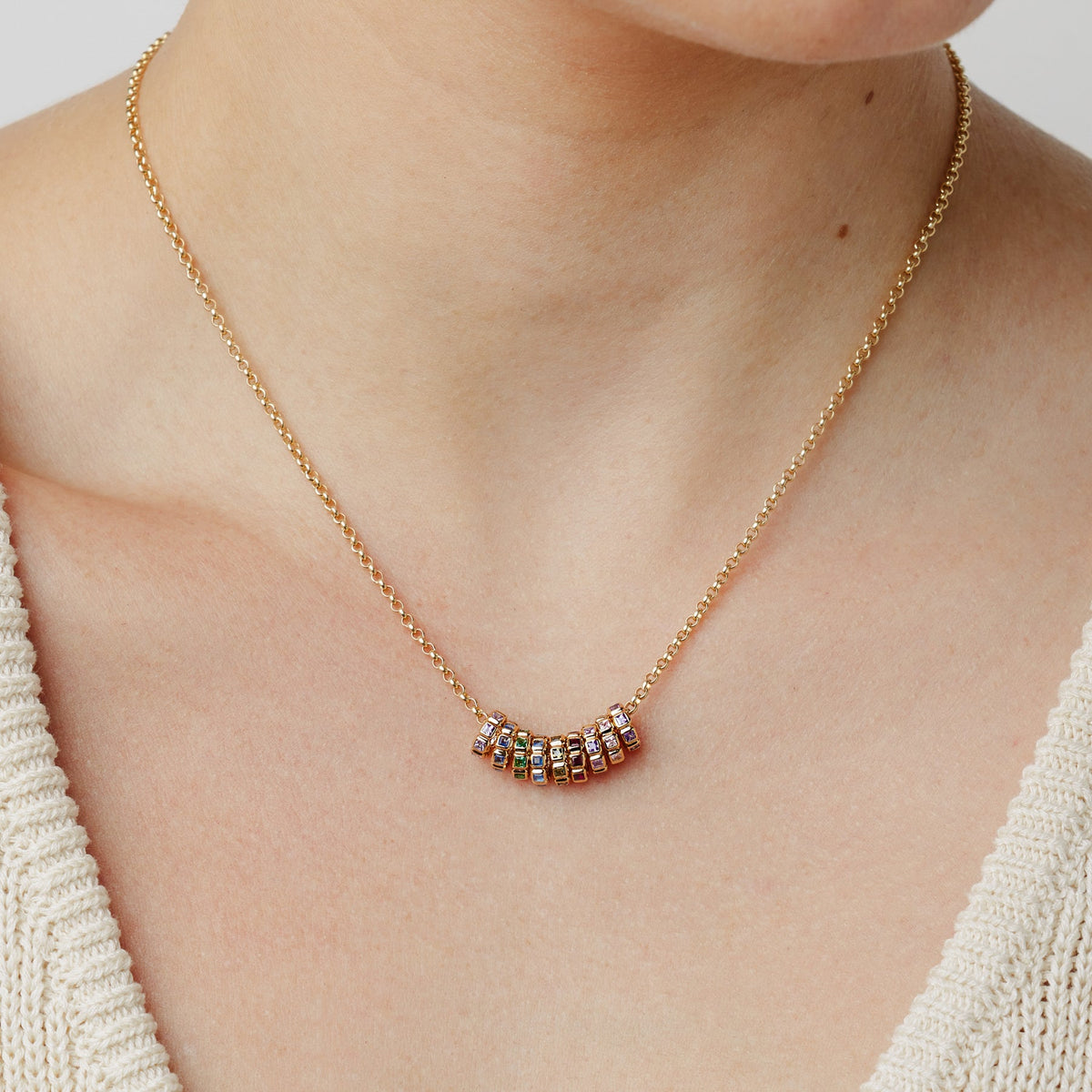 Birthstone Spacer Charm Stacker Necklace