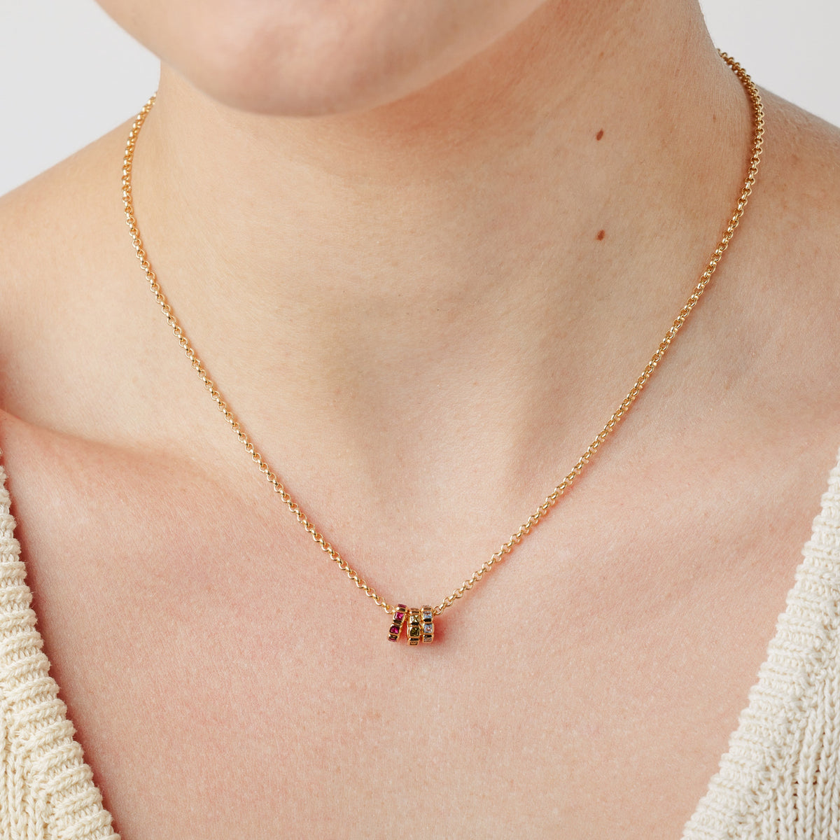 Birthstone Spacer Charm Stacker Necklace