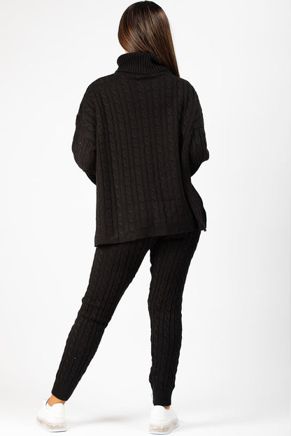 Black Knitted Loungewear Set