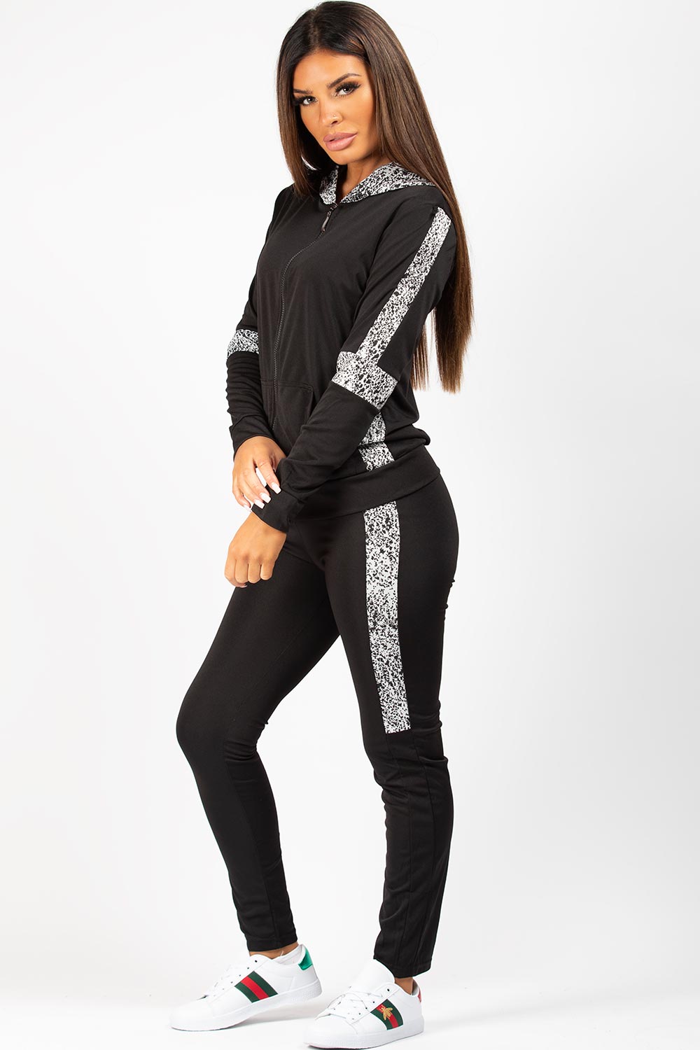 Black And White Side Panel Loungewear Set