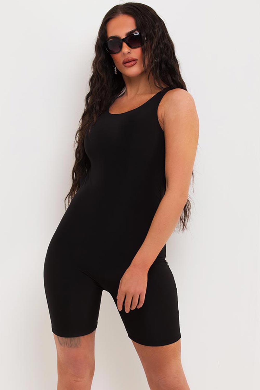 Black Slinky Unitard Romper