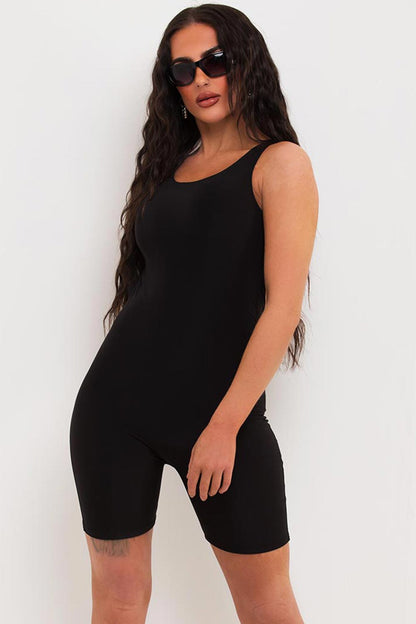 Black Slinky Unitard Romper