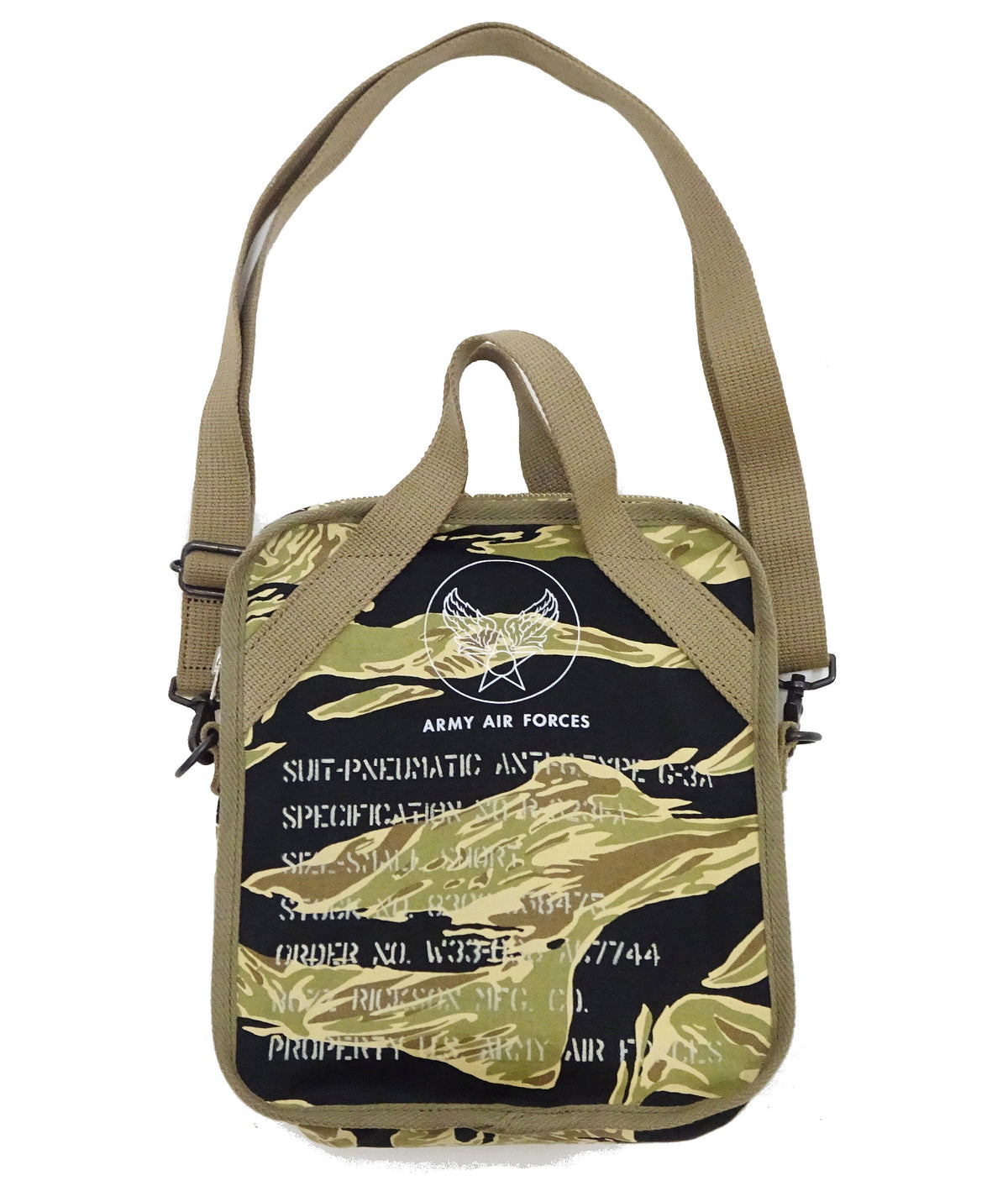 Buzz Rickson Men's Casual Small Shoulder Bag - Gold Tiger Camouflage, Modern Reinterpretation of WWII U.S. Army Air Forces Pilot Gear, BR02878